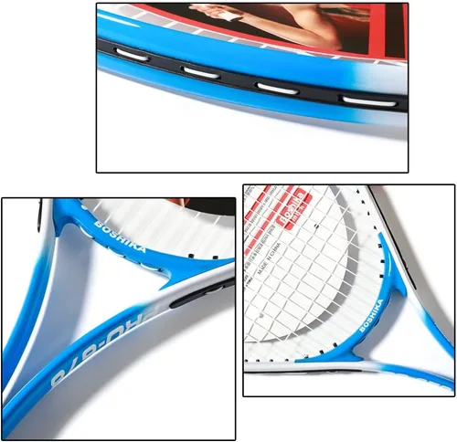 Miniatura 7 de Raquetas de tenis para adultos, raquetas de tenis de 27 pulgadas, juego de raquetas de tenis para 1 jugador con pelota, agarres, base de tenis