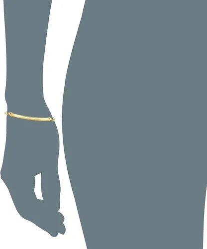 Miniatura 3 de Pulsera bolo de trigo de talla diamante de oro amarillo de 14 quilates con barra brillante curvada (longitud ajustable 9 14"), Oro amarillo