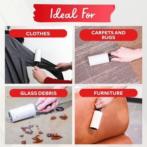 Miniatura 7 de Rodillo de pelusa para pelo de mascotas, 450 hojas, rodillos de pelusa para muebles para pelo de mascotas, 1 rodillo resistente para pelusa