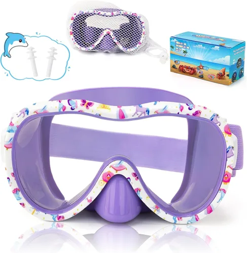 Miniatura 27 de iGym Gafas de natación para niños, máscara de buceo, máscara de buceo, gafas de natación con cubierta de nariz y correas elásticas cubierta y bolsa