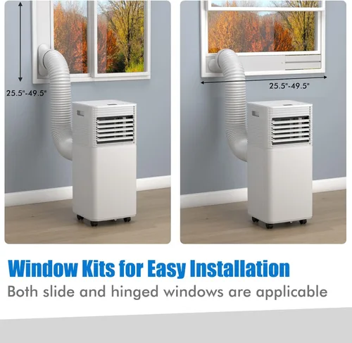 Miniatura 5 de GOFLAME Aire acondicionado portátil, potente unidad de CA de 8000 BTU con control remoto y 4 ruedas universales, enfriador de aire 3 en 1, Blanco
