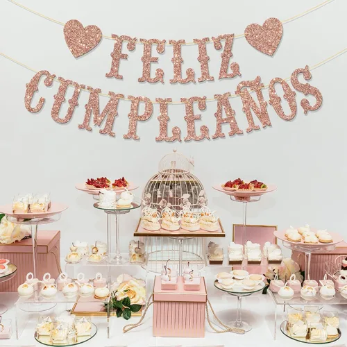 Miniatura 5 de Cartel de Feliz Cumpleaños – Suministros de guirnalda de fiesta de feliz cumpleaños en español para niños y niñas – Decoración de fiesta