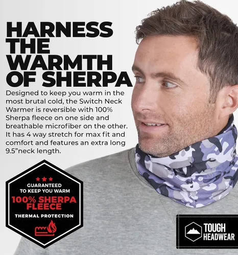 Miniatura 2 de Tough Headwear Neck Warmer - Winter Fleece Neck Gaiter & Fleece Neck Warmer - Ski Gaiter for Men - Reversible Neck Gaiter
