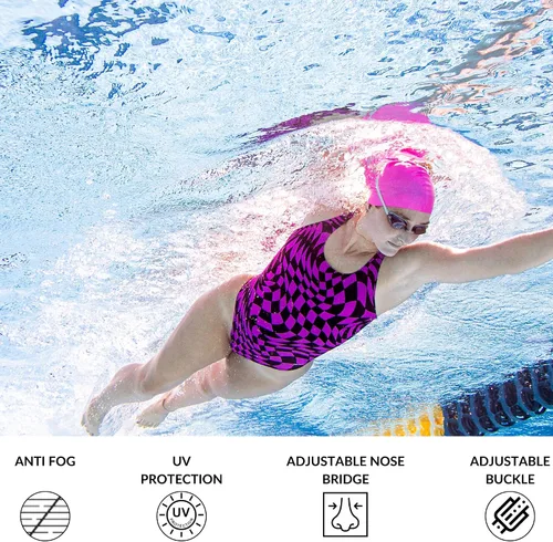 Miniatura 3 de Sporti Gafas ópticas antivaho unisex para adultos, gafas de natación -1.5D a -8.0D, gafas de natación antivaho para hombres y mujeres, anti UV