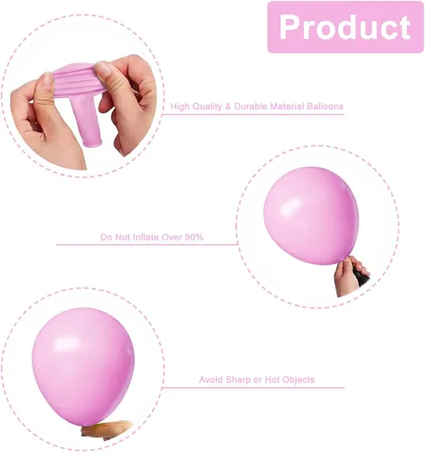 Miniatura 4 de Pink and Orange Balloons, 55PCS light pink balloons 12inch Pink Orange Confetti Balloons for Baby Shower, Birthday, Wedding, Tropical Party