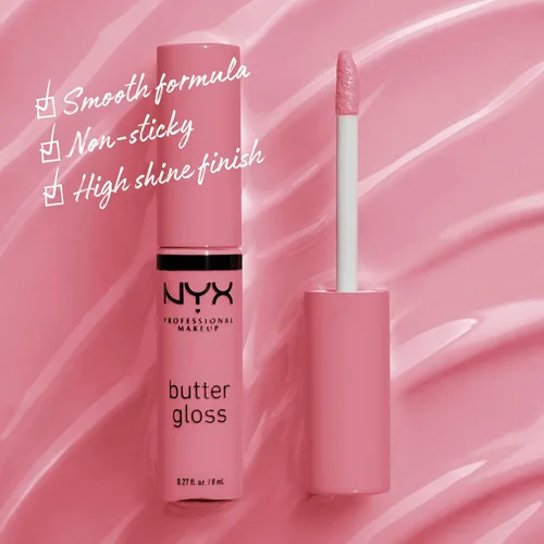 Miniatura 2 de NYX MAQUILLAJE PROFESIONAL Brillo de mantequilla, brillo labial no pegajoso - pastel comida de ángel (malva verdadera)