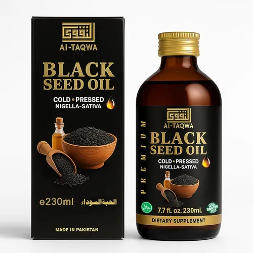 AL-TAQWA Aceite de semilla negra – Aceite de nigella sativa virgen extra (Kalonji) para cabello, piel y bienestar – Prensado en frío, sin refinar,