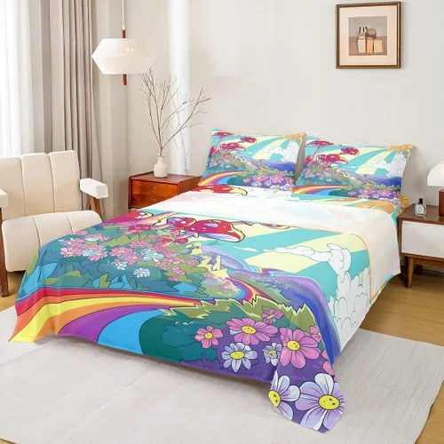 Miniatura 21 de Erosebridal Groovy - Juego de sábanas para decoración de fiesta para niñas y mujeres, diseño de signo de paz, tamaño individual, sábanas de mariposa