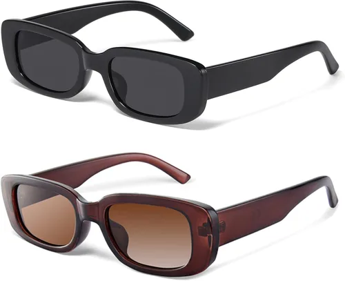 JASPIN Lentes de sol rectangulares para mujeres y hombres, modernos Y2K retro de los años 90, protección UV400, marco cuadrado fresco