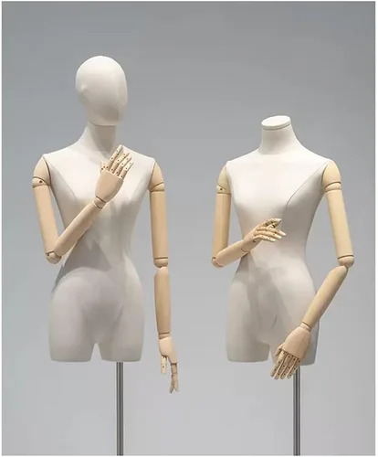 Miniatura 2 de 3Pcs Adjustable Dress Form Mannequin Torso Set with Wooden Arms, 59-86.6in Height, Detachable Head, Ideal for Clothing, Jewelry Display & Sewing