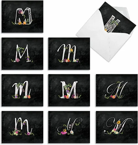 Miniatura 11 de The Best Card Company - 10 tarjetas de notas en blanco surtidas de letra S inicial, papelería personal con monograma floral con sobres a granel de 4