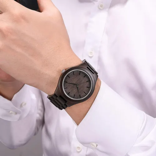 Miniatura 6 de Relojes de madera grabados para hombre hechos a mano para hombre relojes de madera para marido novio papá hijo regalos