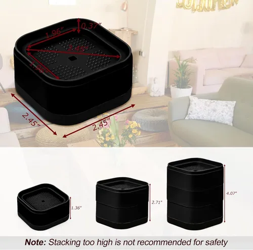 Miniatura 2 de 12 paquetes de elevadores de muebles, elevadores de cama ajustables, elevadores de cama de alta resistencia apilables para patas de mesa
