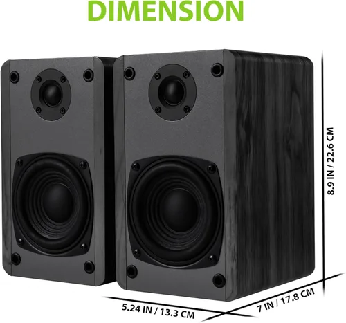 Miniatura 3 de SINGING WOOD Altavoces pasivos T25 de 2 vías para estantería de 60 vatios (30 W x 2) con soporte de montaje en pared preinstalado, acabado de madera