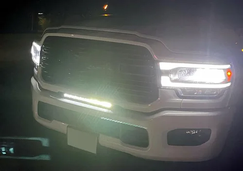 Miniatura 7 de iJDMTOY Kit de barra de luz LED de montaje en hueco de parrilla de 20 pulgadas, compatible con Dodge RAM 2500 3500 2020 en adelante, incluye barra
