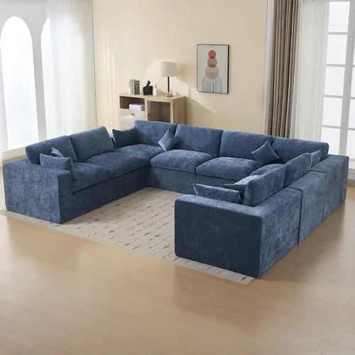 Miniatura 31 de Sofá modular sin hueso de 115 pulgadas, sofá modular modular con otomana, tapizado de gran tamaño, convertible, cómodo sofá de felpilla de 4 plazas