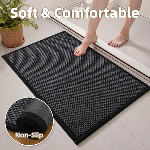 Miniatura 5 de PADOOR - Alfombra de Baño - Alfombras de Baño de Chenilla Súper Absorbentes - Alfombras de Baño con Respaldo de Goma para Baño Antideslizantes, Gris