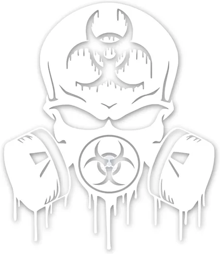 Miniatura 20 de ABlu URI349-AB - Calcomanía de vinilo para respirador de riesgo biológico con diseño de calavera para autos, camiones, SUV, motocicletas, ventanas