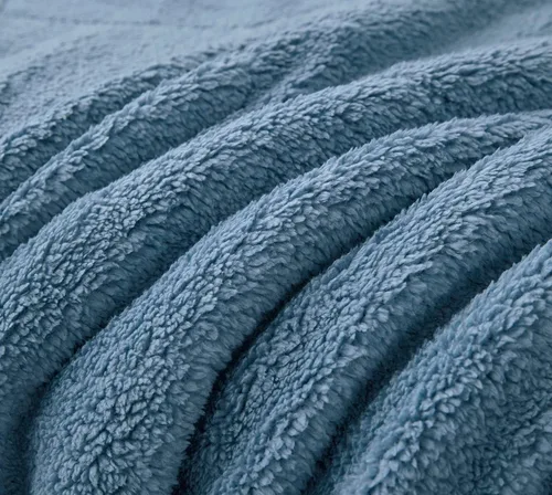 Miniatura 6 de Chezmoi Collection Wynne - Juego de edredón sherpa de panal de 3 piezas, ropa de cama reversible de doble cara, tamaño matrimonial, color azul