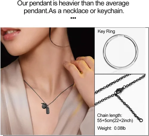 Miniatura 5 de abooxiu Collar de urna cilíndrica para cenizas, joyería de cremación, llavero para mascotas humanas, colgante de recuerdo conmemorativo de acero