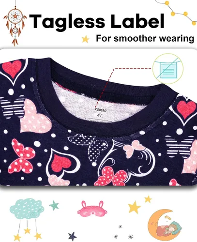 Miniatura 2 de KOBERO Pijamas de Navidad para niños y niñas de 18 meses-12 años, ropa de dormir 100% algodón
