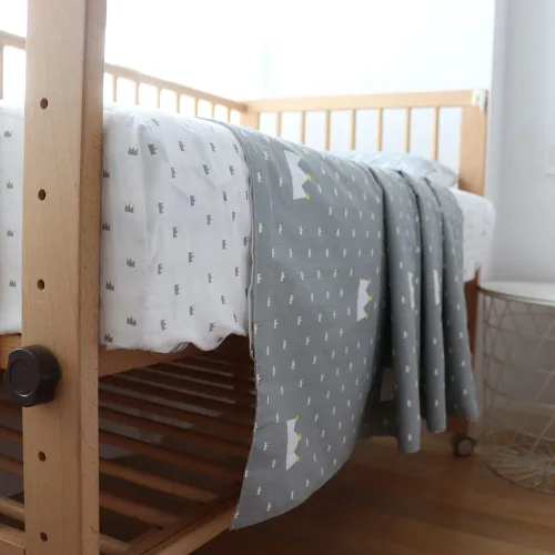 Miniatura 6 de Juego de ropa de cama de cuna 100% algodón para bebés, niños y niñas, 3 piezas, incluye funda de edredón, sábana bajera, funda de almohada, Gris