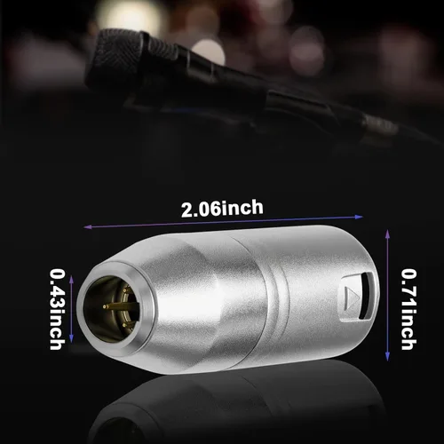 Miniatura 4 de Paquete de 5 mini conectores XLR de 3 pines, micrófono adaptador macho de 3 pines a XLR macho de 3 pines, conector de audio de micrófono de aleación