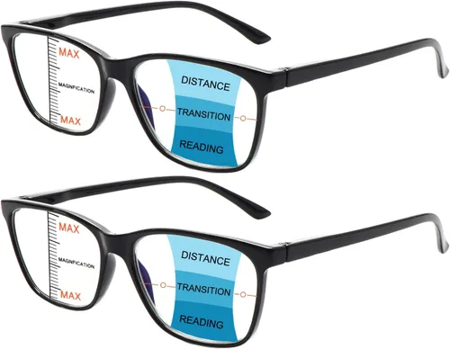 COJWIS Progressive Multifocus Reading Glasses Blue Light Blocking,Spring Hinge Readers for Women Men
