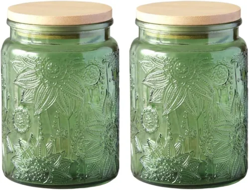 Miniatura 8 de ANSQU Tarro de vidrio azul, recipiente de vidrio vintage de 23.7 FL OZ con tapa hermética, tarro para caramelos/recipiente para azúcar para despensa