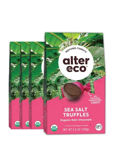 Miniatura 8 de Alter Eco Trufas de sal de mar oscuro profundo 58% cacao oscuro puro, comercio justo, orgánico, sin OMG, trufas de chocolate negro sin gluten