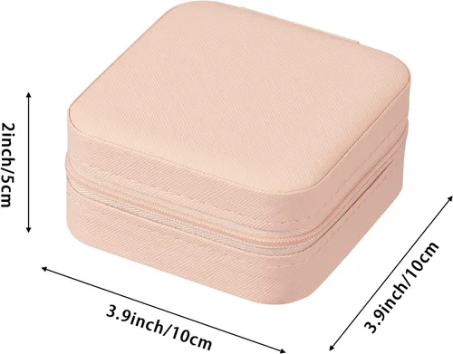 Miniatura 5 de LETURE Joyero pequeño de piel sintética, estuche portátil de viaje para anillos, colgantes, aretes, collares, organizador de pulseras, cajas