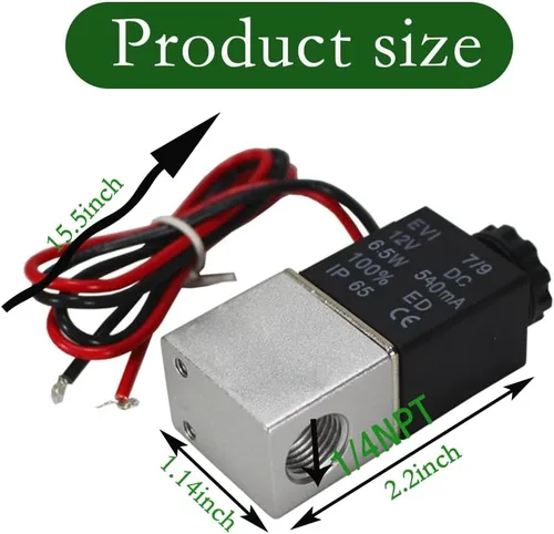 Miniatura 2 de AOPANDA 1/4inch DC 12V 2 vías normalmente cerrada válvula de aire electromagnética eléctrica, acero inoxidable