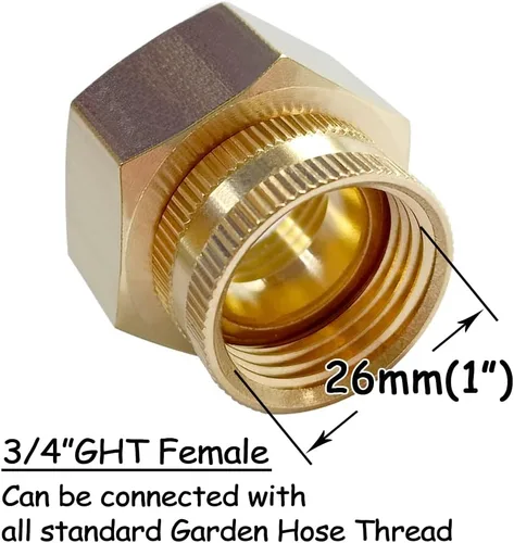 Miniatura 5 de Uenede Conector giratorio reductor de manguera de jardín de latón de 3/4 "GHT a 3/4 "NPT roscado doble hembra reductor adaptador de conversión