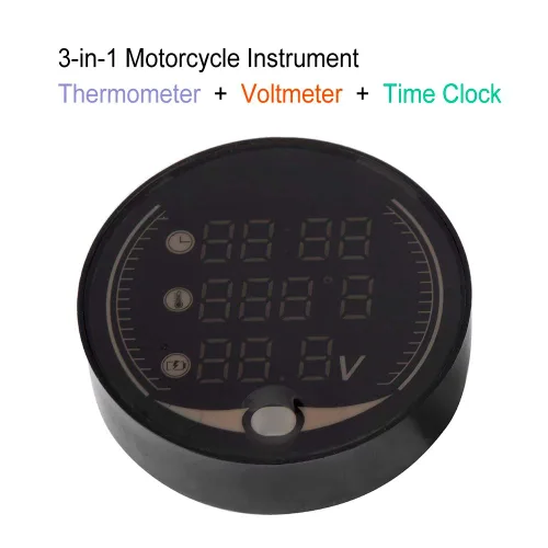 Miniatura 3 de KIMISS Termómetro electrónico 3 en 1 para motocicleta, voltímetro digital, reloj de tiempo, medidor de temperatura