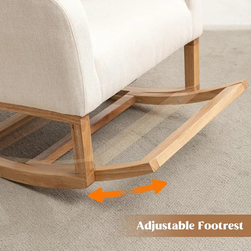 Miniatura 3 de HCHAIRH Mecedora para guardería, mecedoras de enfermería para mamá guardería, cómodo sillón mecedor con respaldo de alas con reposapiés y bolsillo