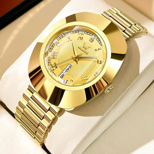 Miniatura 2 de OLEVS Womens Watches Gold Diamond Tungsten Steel Luxury Dress Classic Ladies Calendar Week Wrist Watches for Women