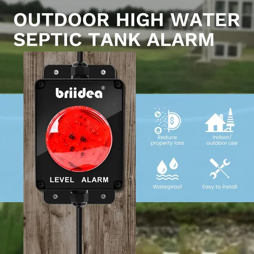 Miniatura 2 de briidea - Alarma de bomba de sumidero, alarma de tanque séptico de agua alta para interiores y exteriores con alerta acústica de 110 dB e indicador
