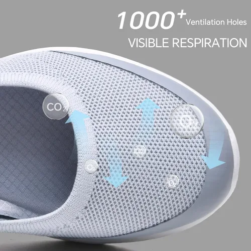 Miniatura 3 de HONHOLD Zapatos para caminar para mujer, cómodos, de punto, planos, para enfermera, trabajo, zapatos de vestir casuales