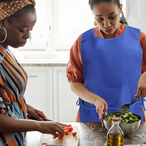 Miniatura 8 de minkissy Delantal sin mangas de poliéster impermeable con bolsillo negro y azul delantal para cocina, restaurante y estilista uso para hombres