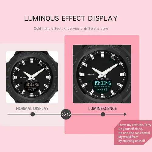 Miniatura 4 de findtime Relojes analógicos digitales deportivos impermeables reloj de doble pantalla LED retroiluminación LED reloj de pulsera luminoso