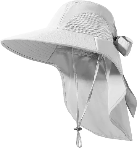 Miniatura 12 de Sombrero de mujer con protección UV, plegable, impermeable, de ala ancha, tipo cubo, con solapa para el cuello para verano, playa, pesca, senderismo