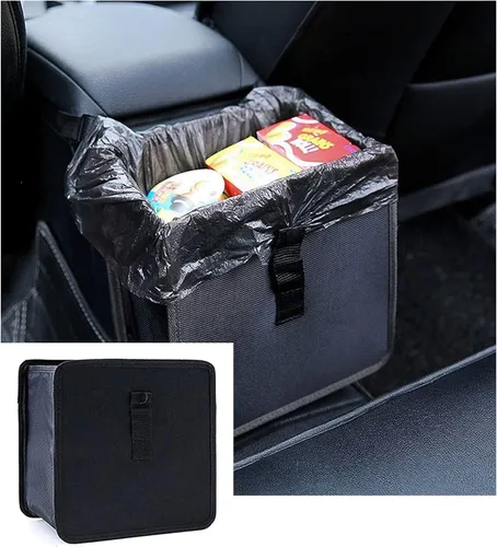 Miytsya Pack-1 Bolsa de basura colgante para automóvil, organizador de bolsa de basura impermeable de alta calidad, 8.7 x 8.7 x 5.7 in (negro)
