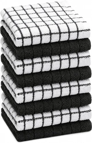 Miniatura 9 de Bumble - Paños de cocina (8 unidades) 12 x 12 pulgadas Toallas de cocina 100% algodón 405 GSM Toallas de cocina suaves, altamente Gris