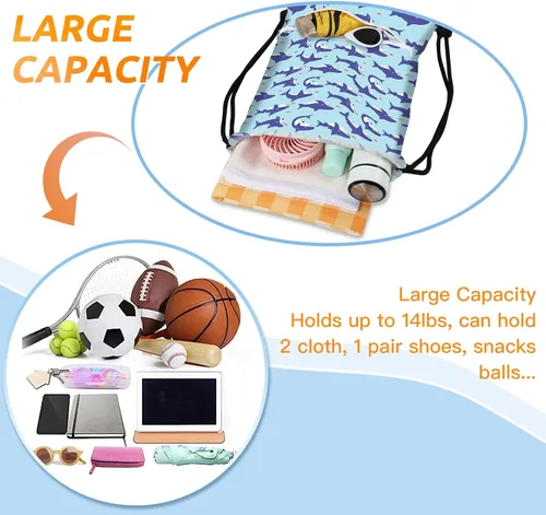 Miniatura 3 de Mochila con cordón bolsa de cuerda, Tiburón pequeño, Classic