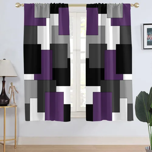 Miniatura 9 de AAtter Cortina de Ventana Verde Azulado y Negro Turquesa Aguamarina Gris Blanco Abstracto Moderno Oscuro Masculino Sala de Estar Dormitorio Cortinas
