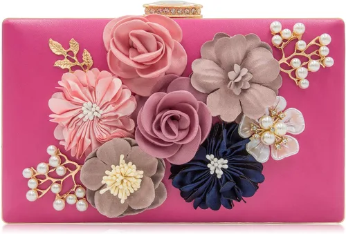 Milisente - Bolso tipo clutch de diseño floral, bolso de noche para mujer, para novias, bodas