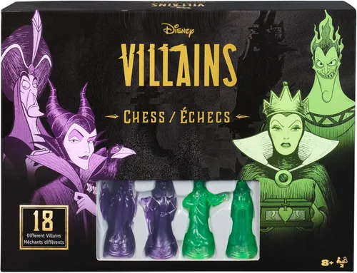 Spin Master Games, Juego de ajedrez de villanos de Disney para adultos y niños, juega como personajes clásicos de Disney, Úrsula, Jafar, Hades y