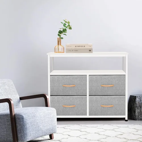 Miniatura 2 de Cómoda de almacenamiento con estantes para dormitorio, sala de estar, pasillo, organizador de armario con marco de acero resistente, estante