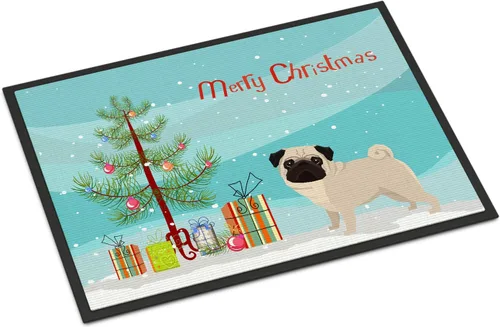 Caroline's Treasures CK3557MAT - Tapete de árbol de Navidad de carlino de 18 x 27 pulgadas, tapete para puerta delantera, para interiores y
