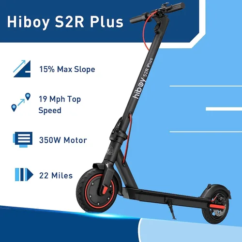 Miniatura 2 de Hiboy S2R Plus - Monopatín eléctrico, batería desmontable actualizada, neumáticos neumáticos de 9 pulgadas, motor de 350W - Máximo 22 millas y 19